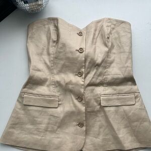 NWT Guess Beige Strapless Button-Down Shirt Corset Shirt Office Wear
